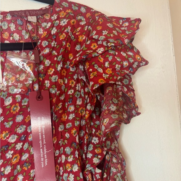 NWT Rose & Thyme flutter sleeve Blouse size L - Picture 2 of 4